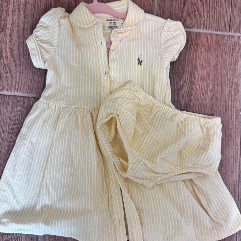 2pc Ralph Lauren Toddler Striped Oxford Dress Size 24momths